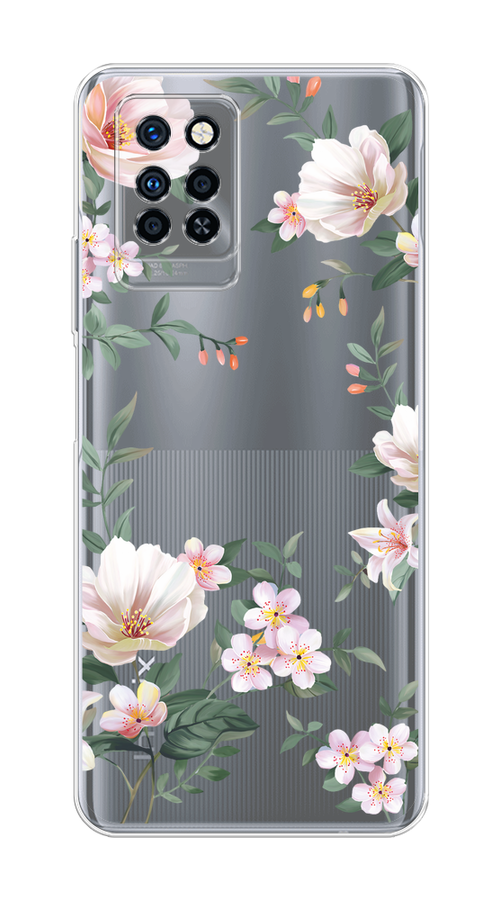 

Чехол на Infinix Note 10 Pro "Beautiful white flowers", Бежевый;зеленый, 3100150-1