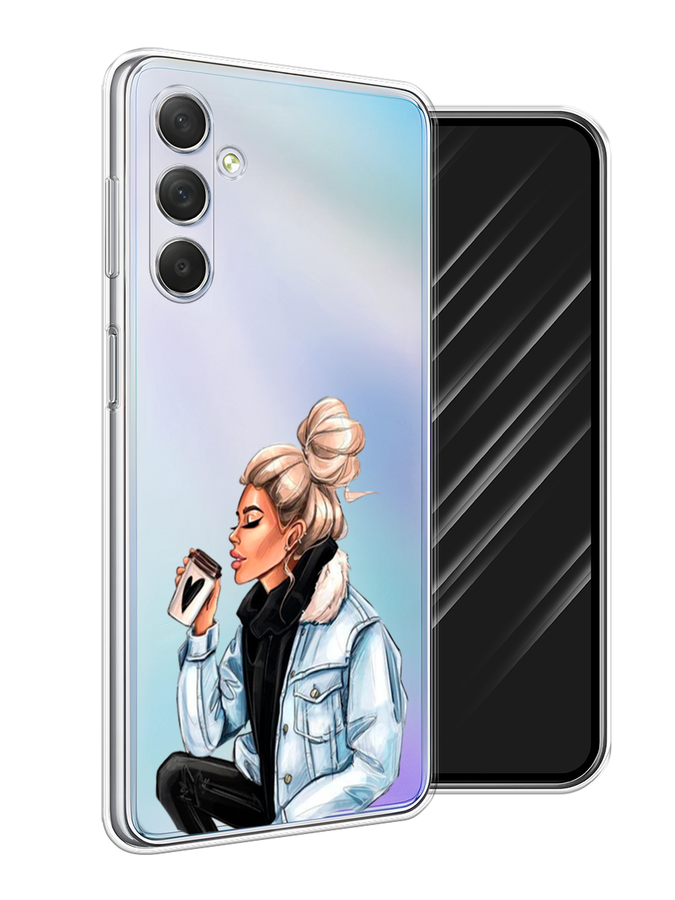 

Чехол Awog на Samsung Galaxy M54 "Cute girl", Бежевый;черный;голубой, 2108250-7