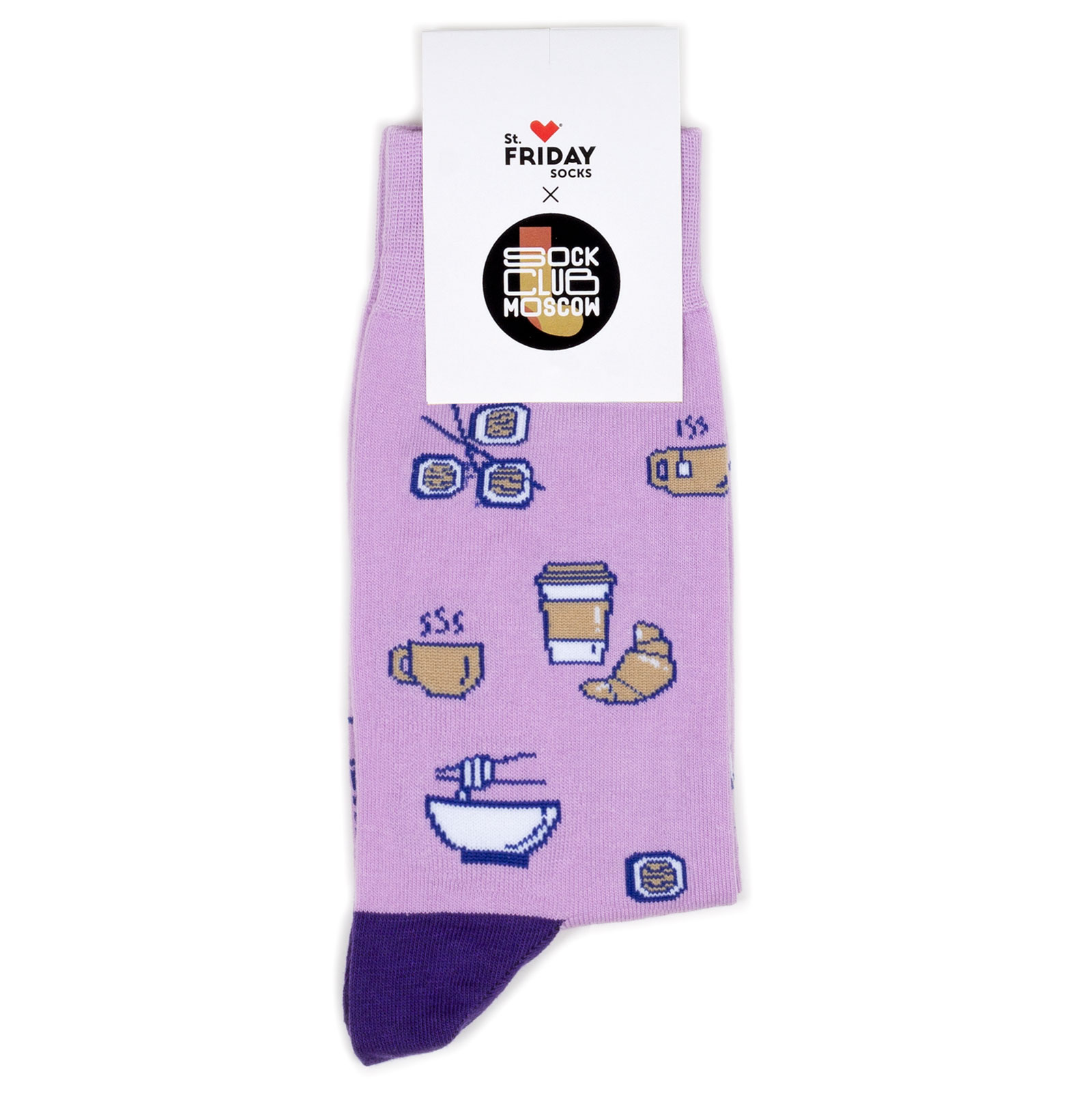 

Носки унисекс St. Friday Socks Еда фиолетовый/коричневый/белый 34-37, Еда