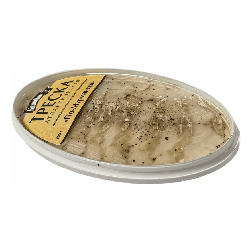 Треска атлантическая соленая Капитан По-мурмански кусочки филе в масле с перцем 200 г