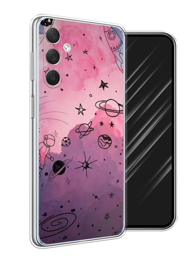 

Чехол Awog на Samsung Galaxy M54 "Радуга планет 3", Черный;розовый, 2108250-4