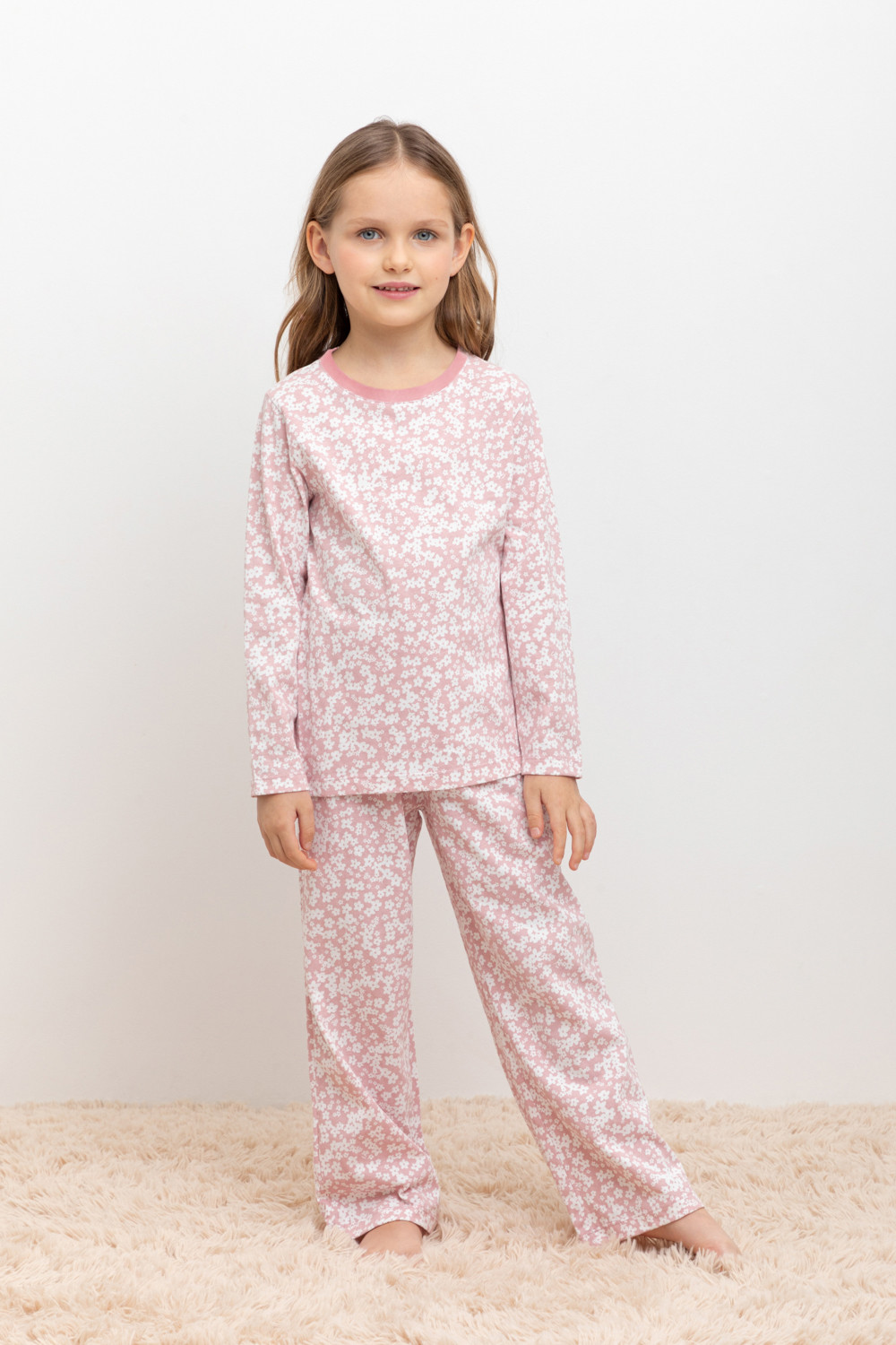 Пижама детская CROCKID МК 1512, М 3055-5, бледно-лиловый, цветочки, 110