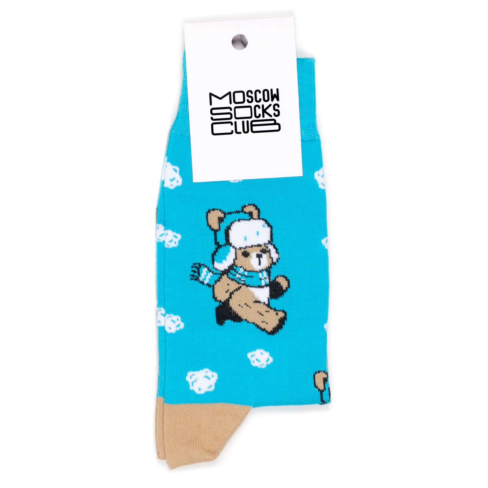 

Носки унисекс MoscowSocksClub Мишка голубой/бежевый/белый 34-37, Мишка