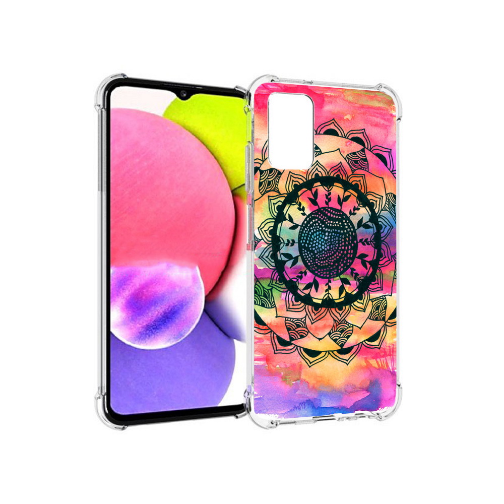 

Чехол MyPads Tocco для Samsung Galaxy A03s яркая абстракция круглый цветок, Прозрачный, Tocco