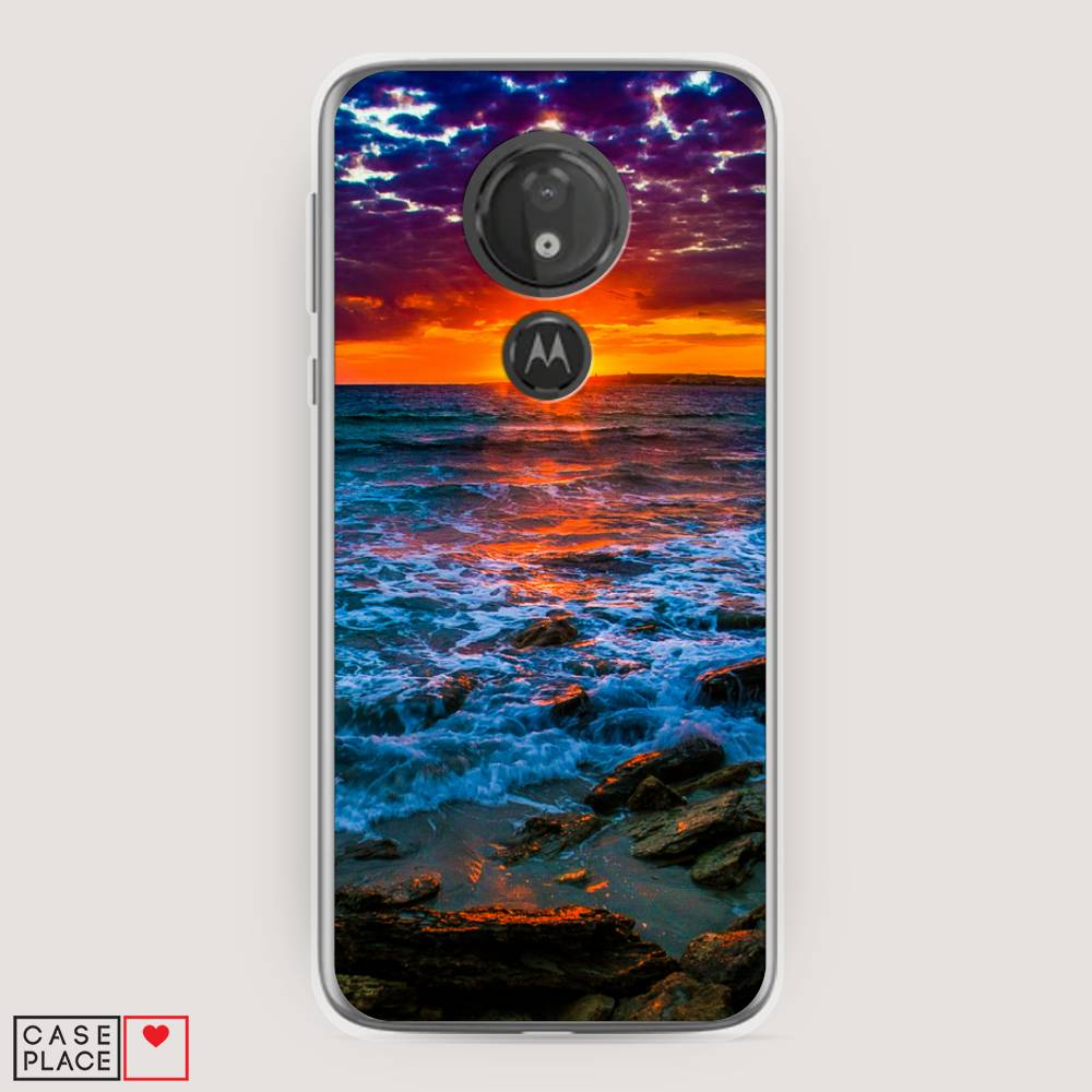 

Чехол на Motorola Moto G7 Power "Закат 1", Оранжевый;синий, 241350-2