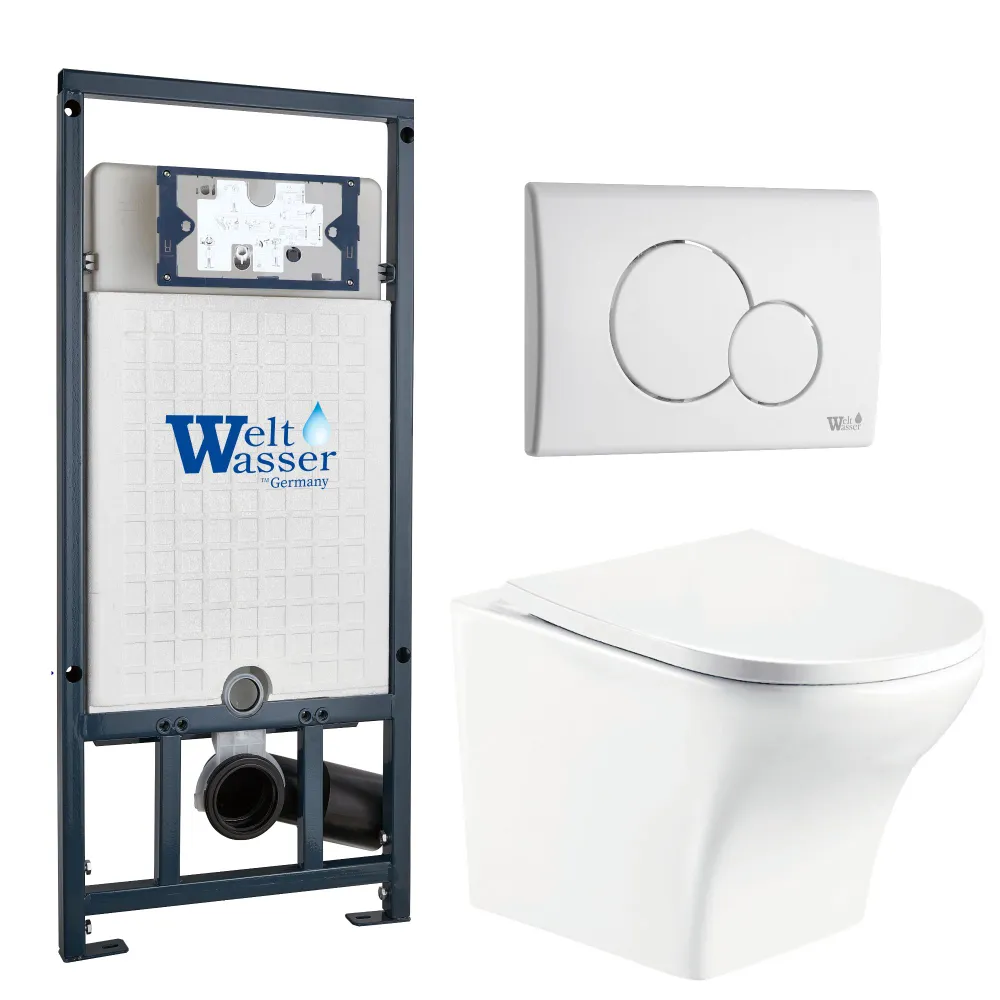 фото Комплект weltwasser 10000010970 унитаз odenbach 004 gl-wt + инсталляция + кнопка смыва m
