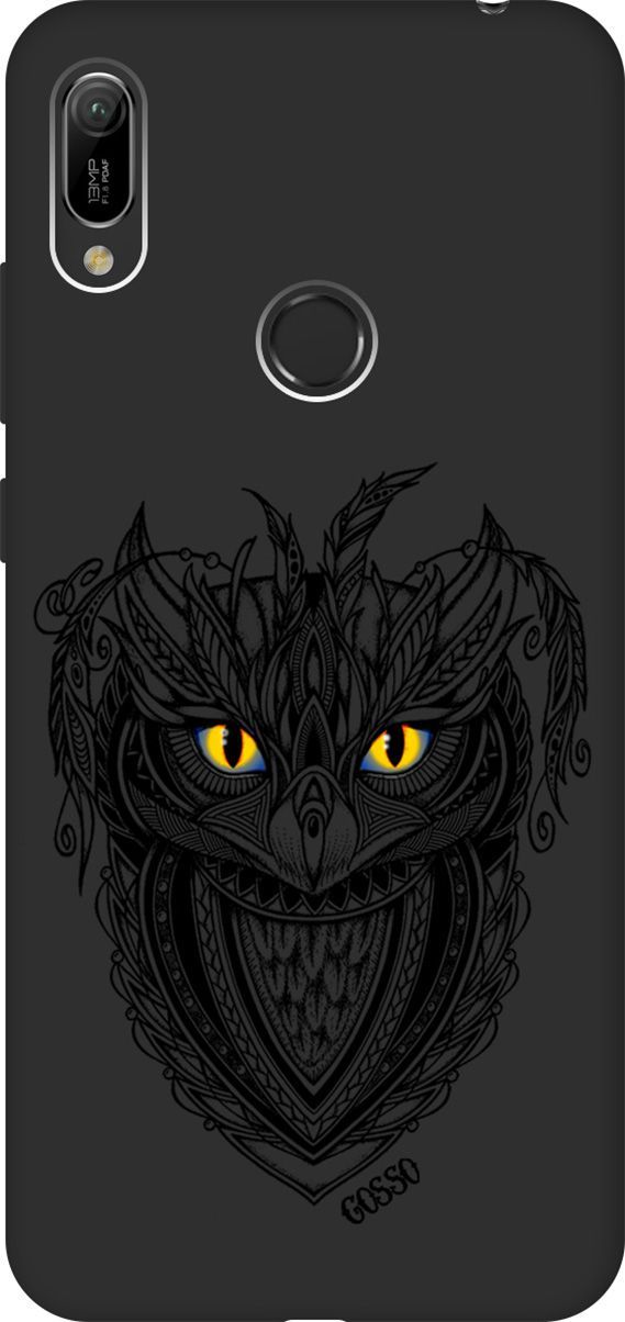 

Чехол на Honor 8A/8A Pro/Huawei Y6 (2019)/Y6 Prime (2019) "Grand Owl" черный, Черный;голубой, 232