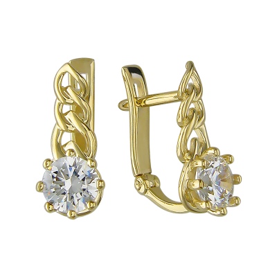 

Серьги из желтого золота Эстет 01С136453, фианит, 01С136453