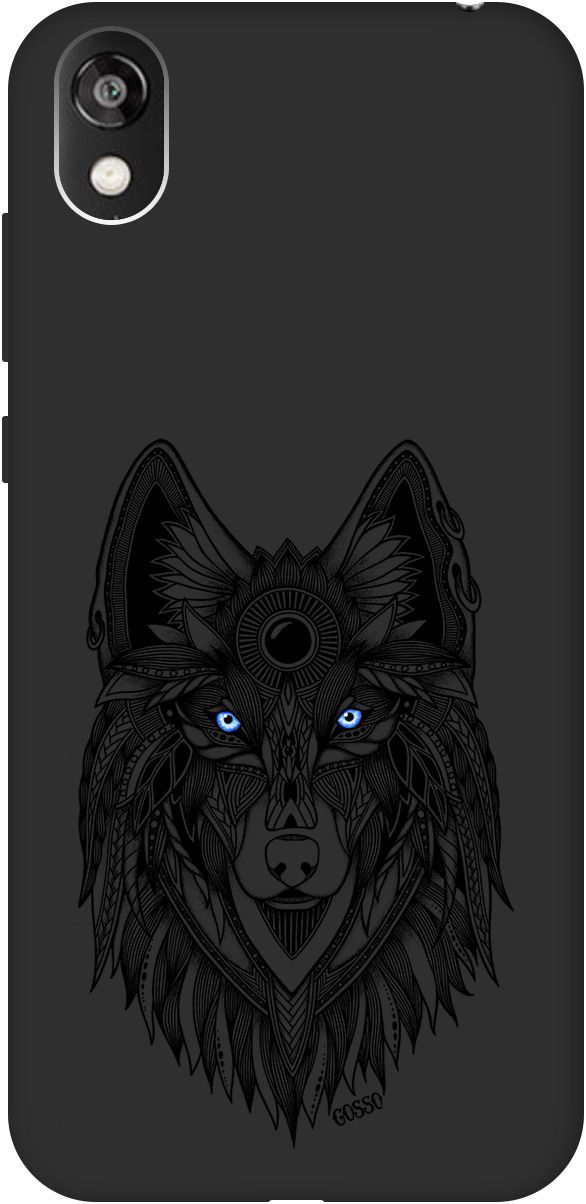 

Чехол на Honor 8S/Huawei Y5 (2019) "Grand Wolf" черный, Черный;голубой, 607