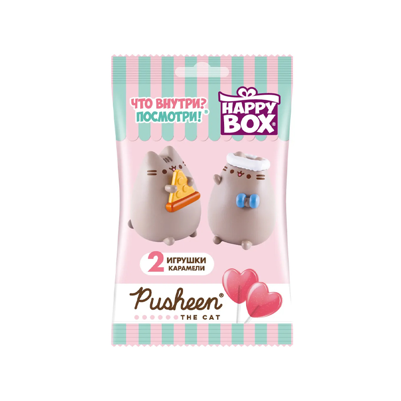 фото Карамель happy box кот pusheen с фигуркой 20 г в ассортименте