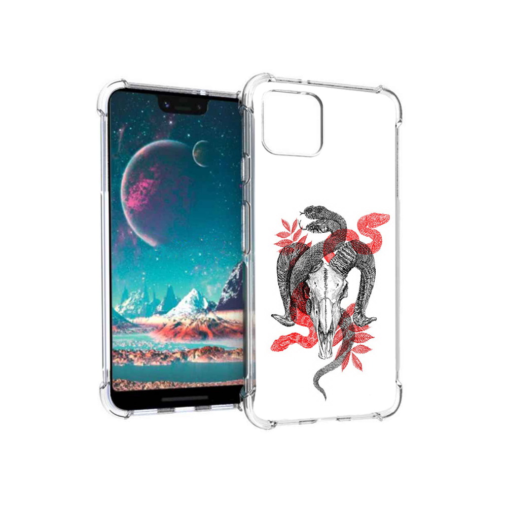 

Чехол MyPads Tocco для Google Pixel 4 змея в черепе рисунок (PT139521.618.365), Прозрачный, Tocco