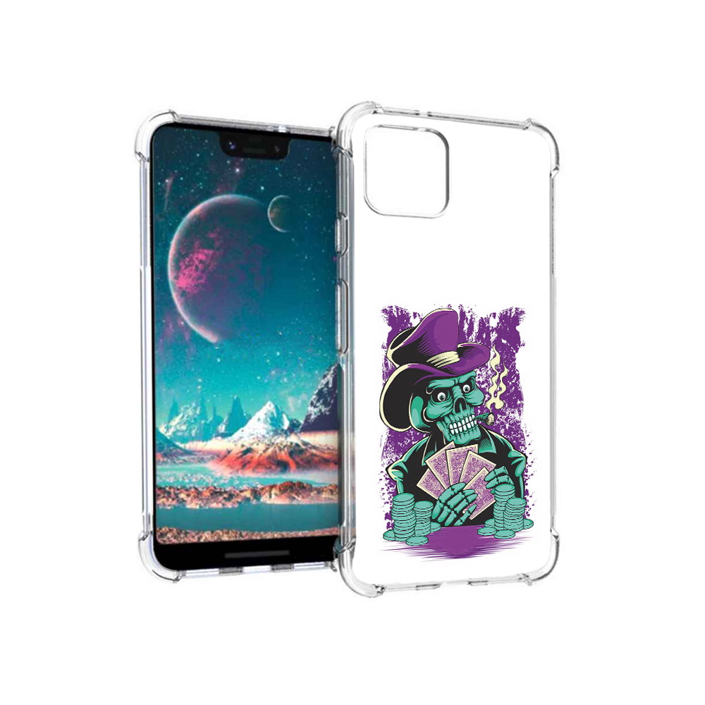 

Чехол MyPads Tocco для Google Pixel 4 зеленый череп с картами (PT139521.618.361), Прозрачный, Tocco
