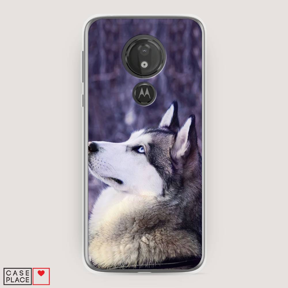 

Чехол на Motorola Moto G7 Power "Хаски 1", Фиолетовый;белый, 241350-1