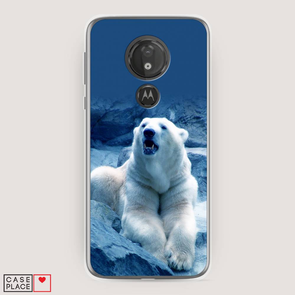 

Чехол на Motorola Moto G7 Power "Белый медведь", Голубой;белый, 241350-1