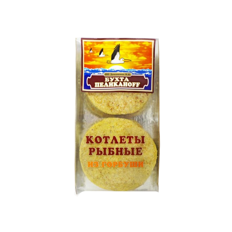 

Рыбные котлеты Бухта Пеликанoff из тресковых пород в панировке замороженные 230 г