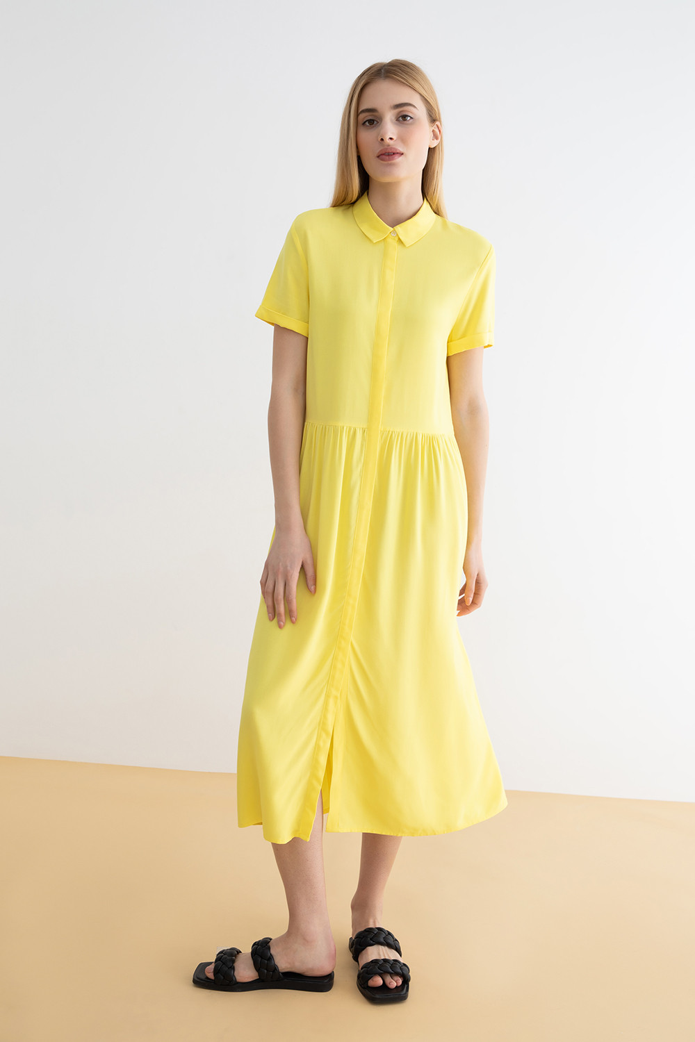фото Платье-рубашка женское concept club 10200200811 желтое l