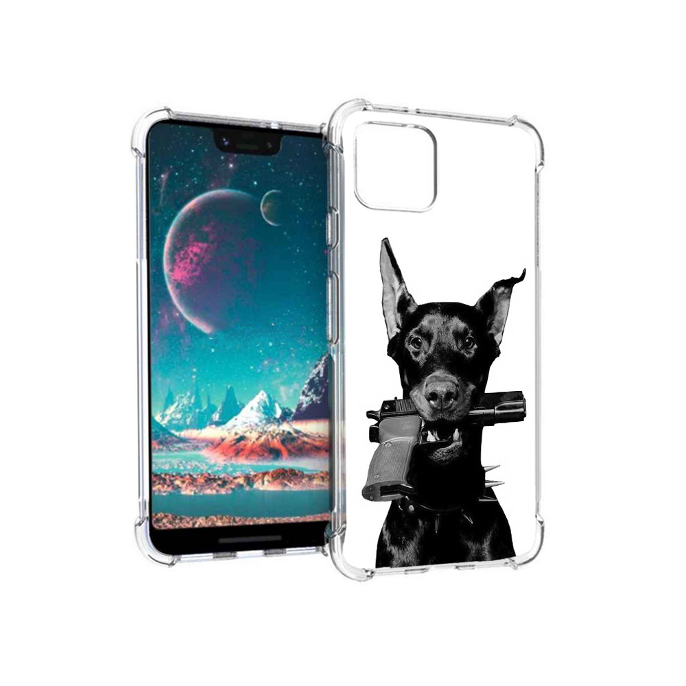 

Чехол MyPads Tocco для Google Pixel 4 доберман с пистолетом, Прозрачный, Tocco