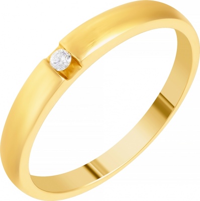 Кольцо обручальное из желтого золота р. 22,5 JV AAR_6645_YG, бриллиант