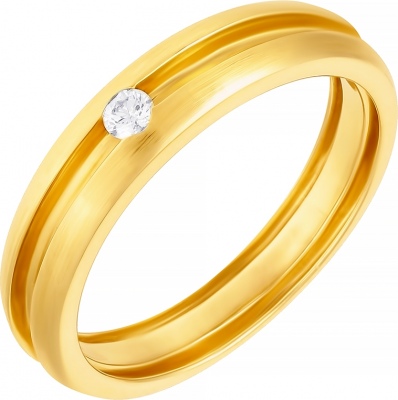 Кольцо обручальное из желтого золота р. 23 JV AAR_6640_YG, бриллиант