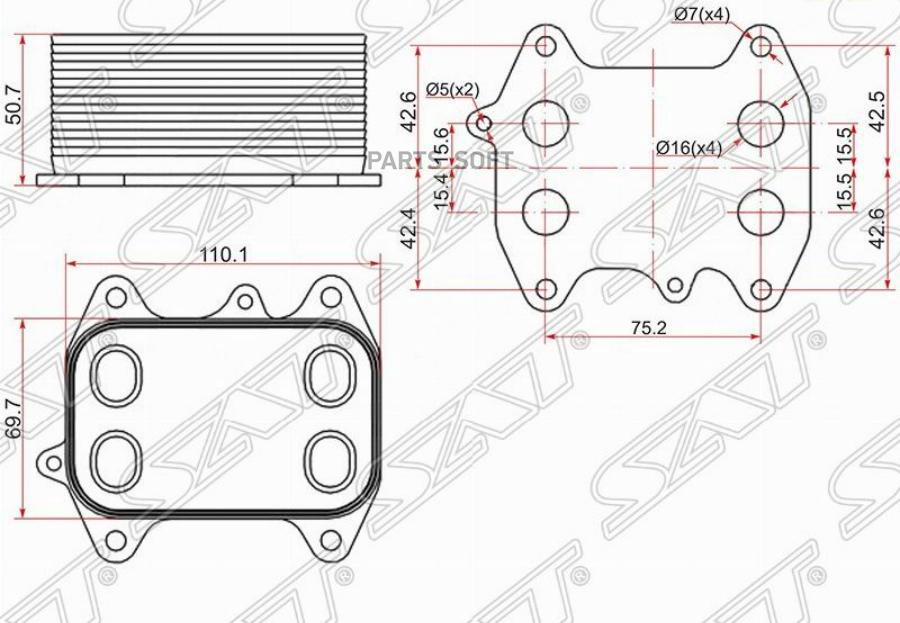 Sat Радиатор Масляный Audi A1 10-/A3 03-/A4 07-/A5 07-/A6 11-/Q3 11-/Q5 08-/Skoda Fabia 07