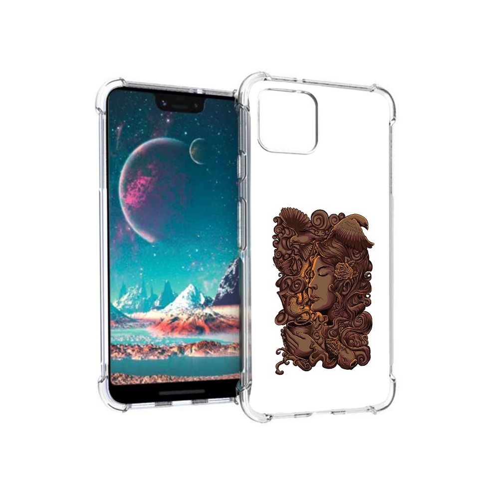

Чехол MyPads Tocco для Google Pixel 4 девушка с длинными волосами абстракция, Прозрачный, Tocco