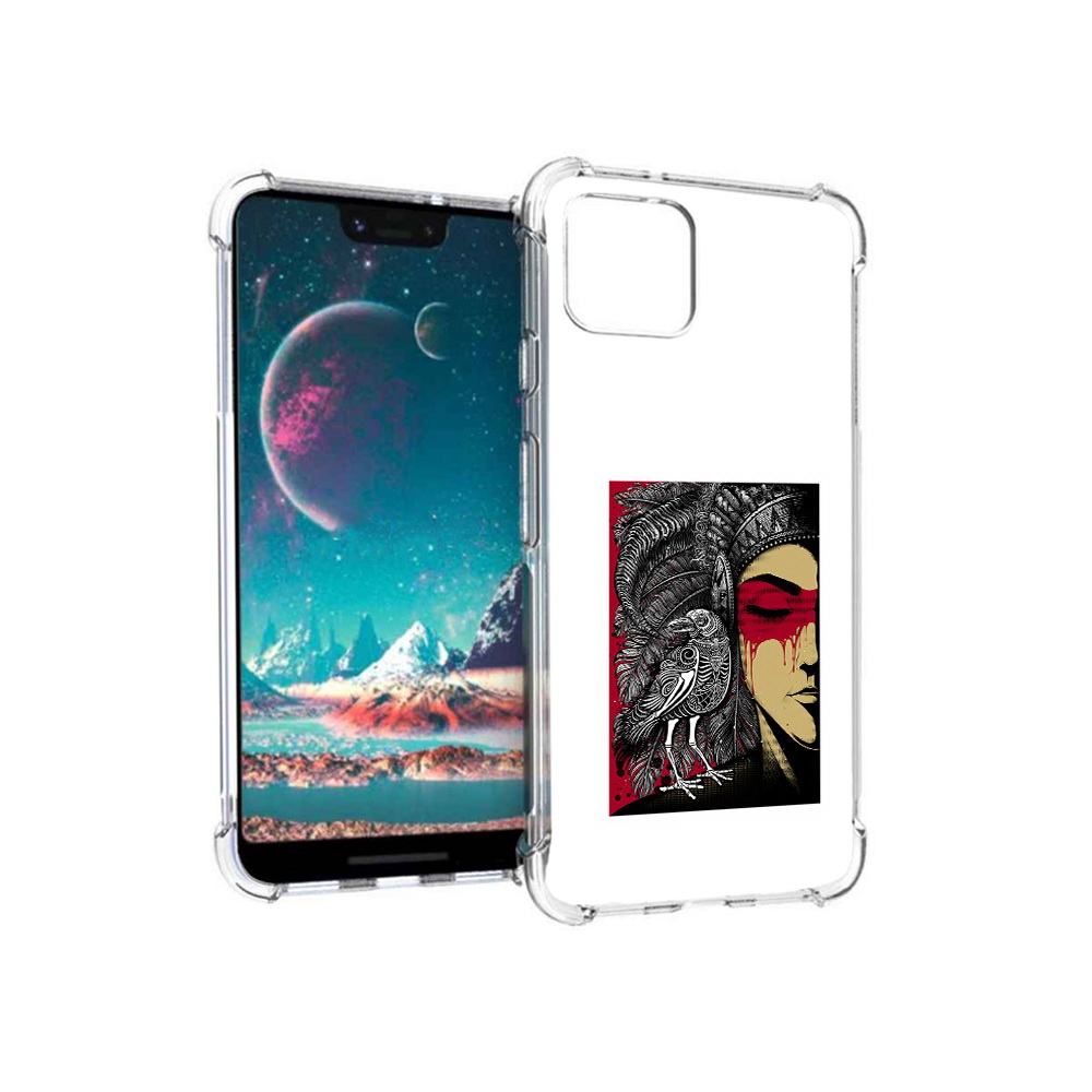 

Чехол MyPads Tocco для Google Pixel 4 девушка с вороном в абстракции (PT139521.618.311), Прозрачный, Tocco