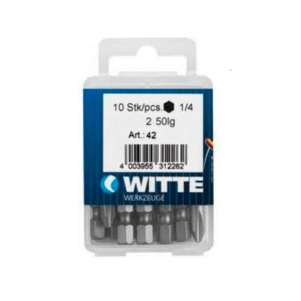 

БИТЫ 1/4 РН 1 х50 мм пластик.уп. 10 шт., WITTE 427520200