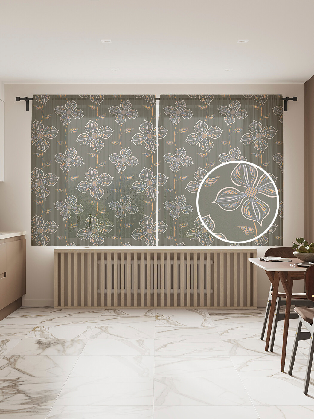 

Тюль JoyArty Цветы на нитке, 2 полотна со шторной лентой, 145x180 см