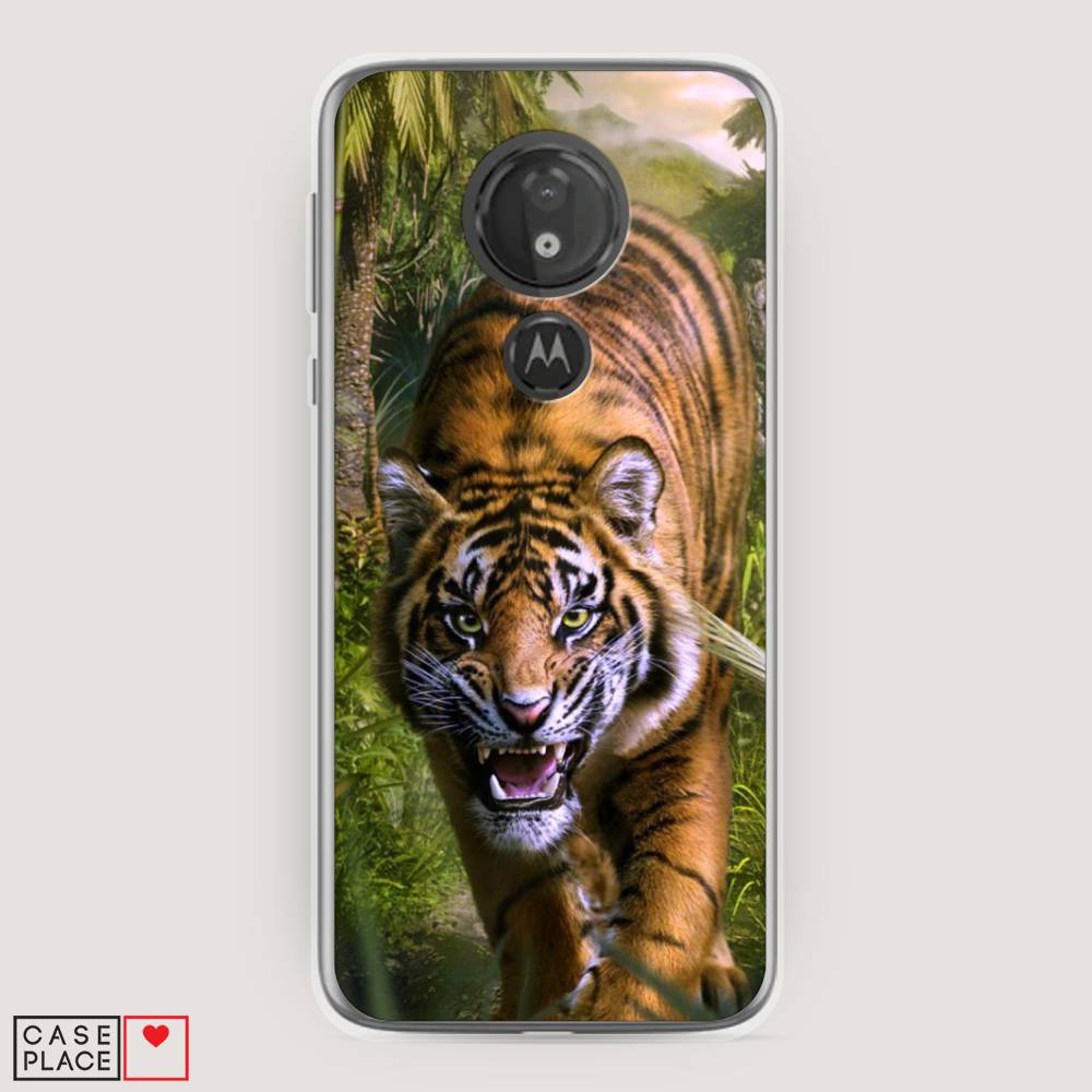 

Чехол на Motorola Moto G7 Power "Тигр в джунглях 2", Оранжевый;зеленый, 241350-1