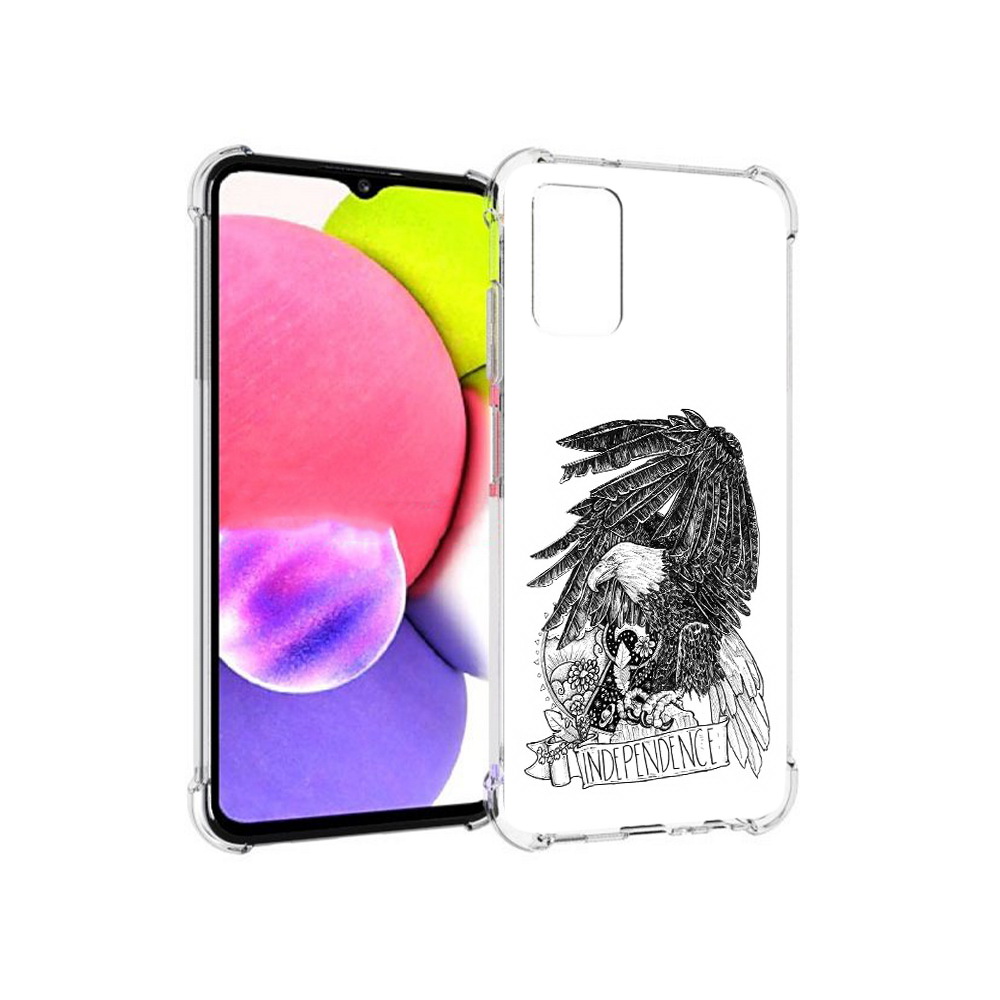 

Чехол MyPads Tocco для Samsung Galaxy A03s черно белый сокол (PT162170.549.688), Прозрачный, Tocco