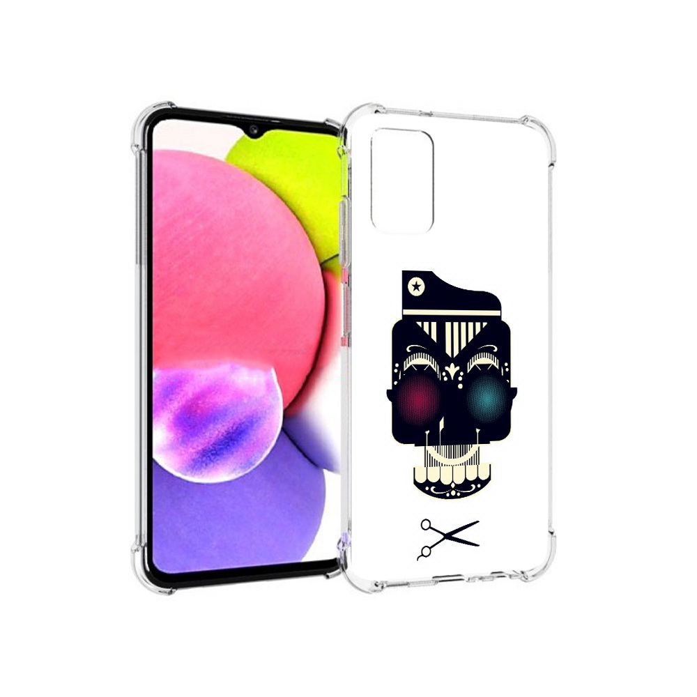 

Чехол MyPads Tocco для Samsung Galaxy A03s черно белый скелет с яркими глазами, Прозрачный, Tocco
