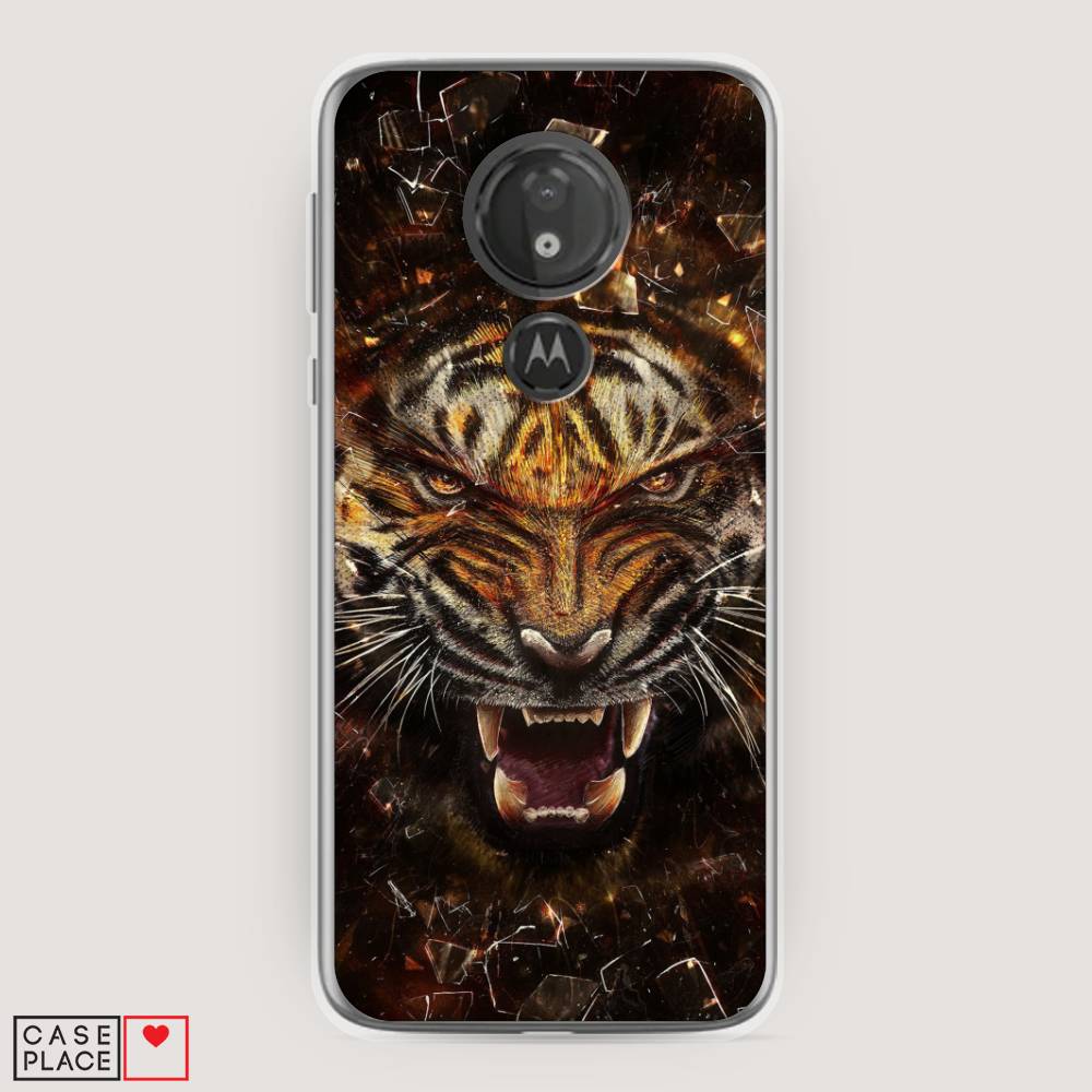 

Чехол на Motorola Moto G7 Power "Тигр осколки", Оранжевый;серый;черный, 241350-1