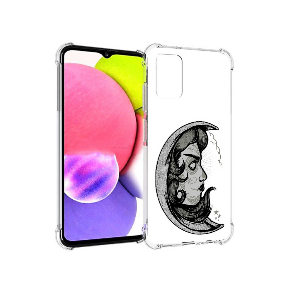 

Чехол MyPads Tocco для Samsung Galaxy A03s черно белая луна с лицом (PT162170.549.680), Прозрачный, Tocco
