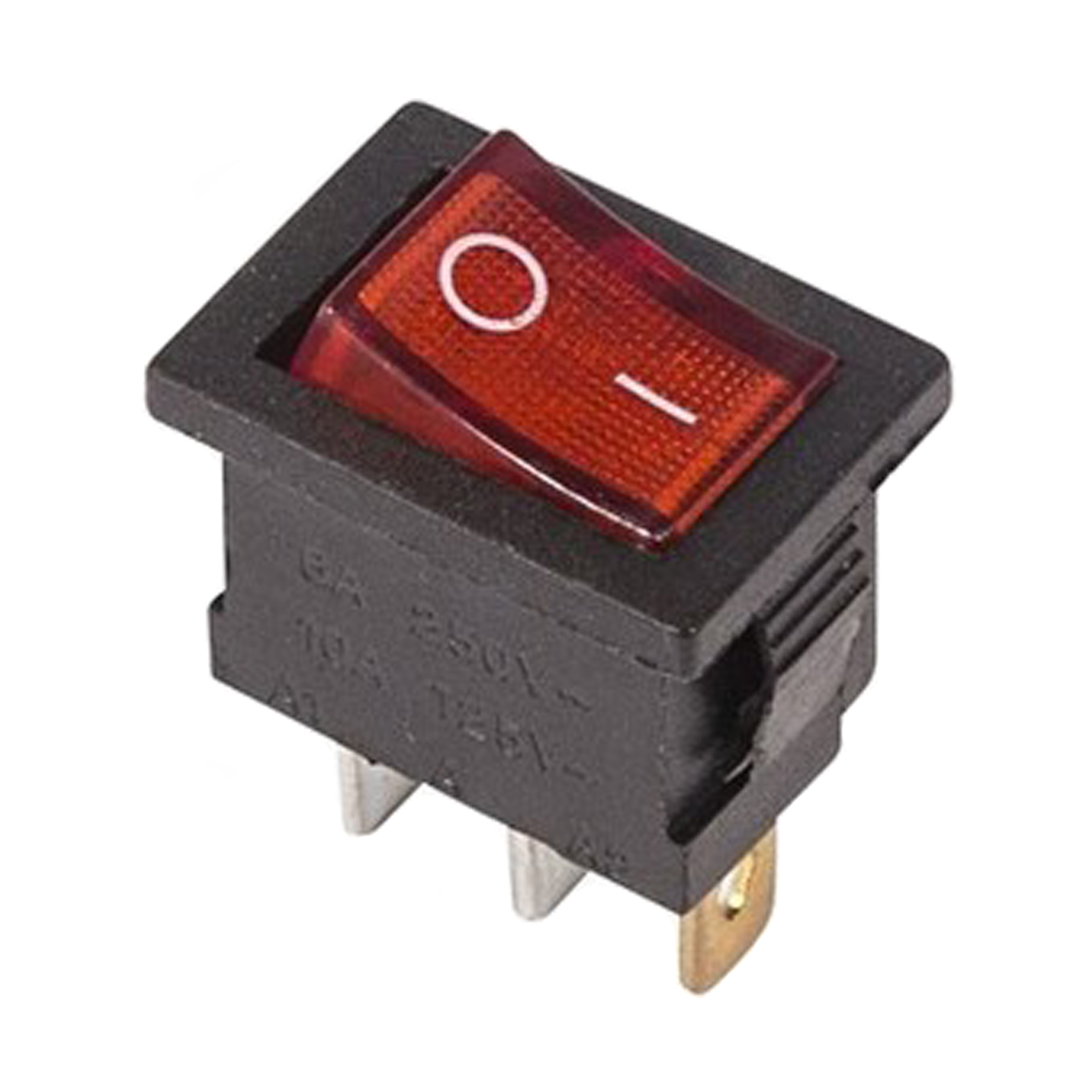 Выключатель клавишный Rexant Mini ON-OFF красный с подсветкой (250В 6А (3с)) {36-2150}