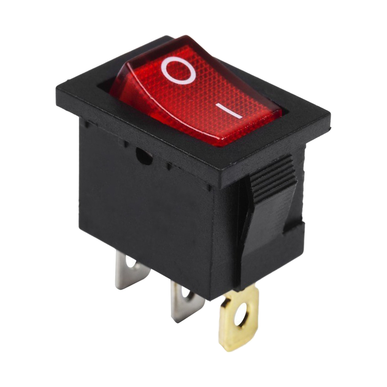 Выключатель клавишный Rexant Mini ON-OFF красный с подсветкой (24В 15А (3с)) {36-2165}