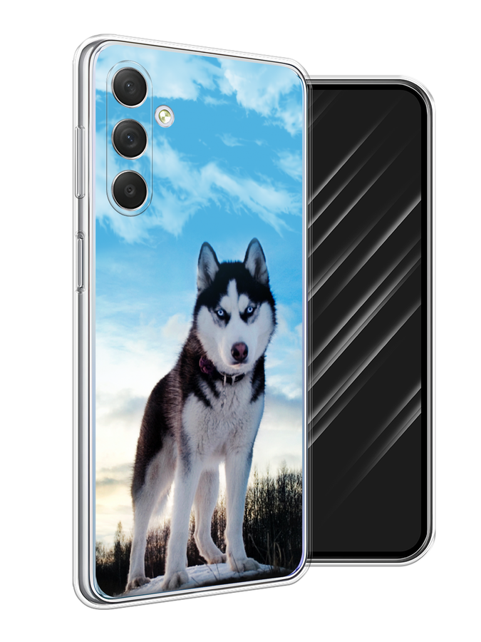 

Чехол Awog на Samsung Galaxy M54 "Хаски 3", Белый;черный;голубой, 2108250-2