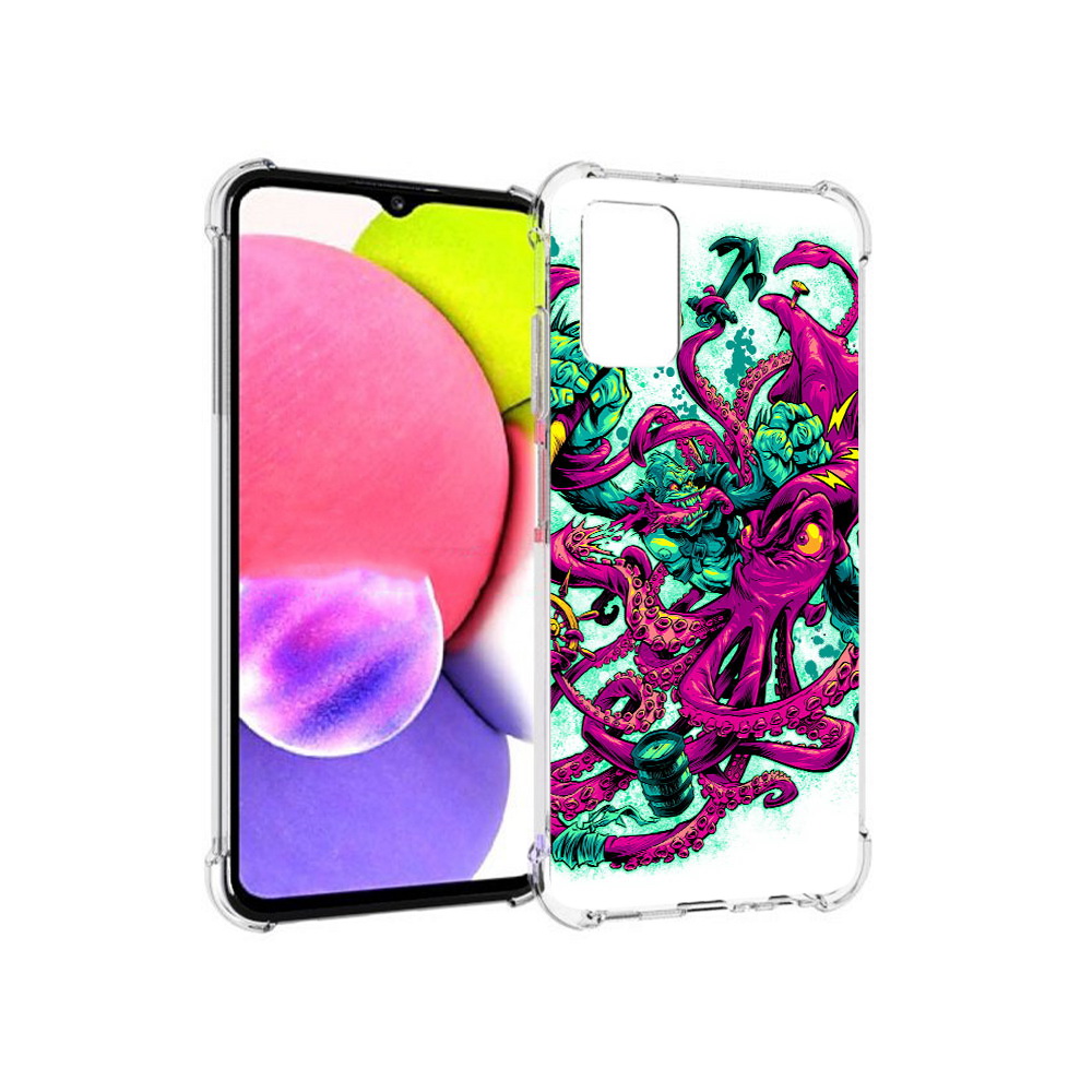

Чехол MyPads Tocco для Samsung Galaxy A03s фиолетовый кракен (PT162170.549.657), Прозрачный, Tocco