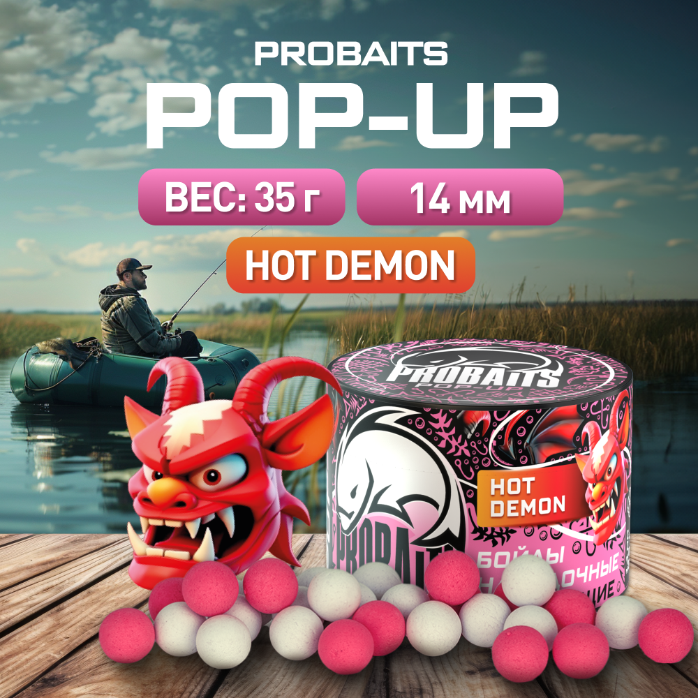 Насадка рыболовная PROBAITS бойлы плавающие Pop-Up 14 мм Hot Demon 430₽