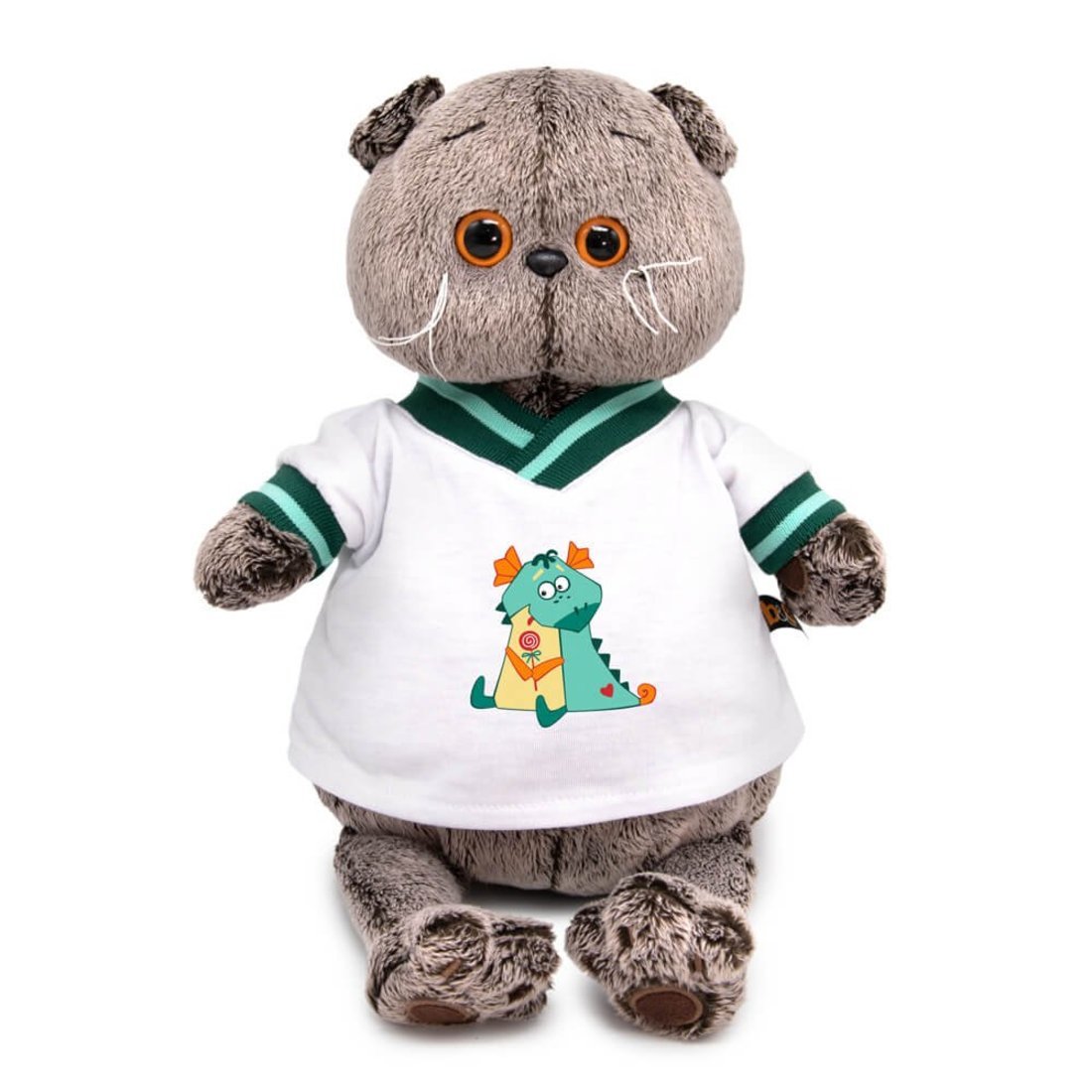 

Мягкая игрушка BUDI BASA Басик в футболке с дракончиком 25 см Ks25255, Серый, Ks25255