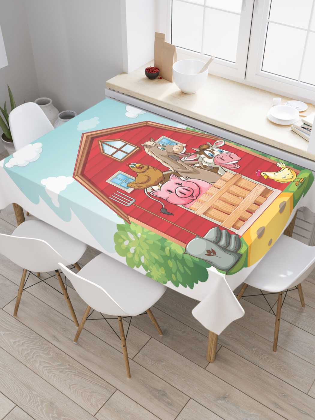 

Скатерть прямоугольная JoyArty "Веселье на ферме" из сатена, 180x145 см, Веселье на ферме