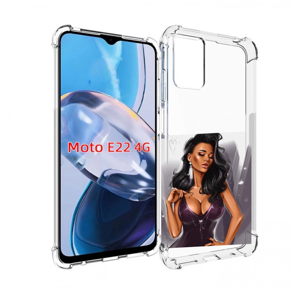 

Чехол MyPads нарисованная-девушка-в-фиолетовом-платье женский для Motorola Moto E22 4G ..., Прозрачный, Tocco
