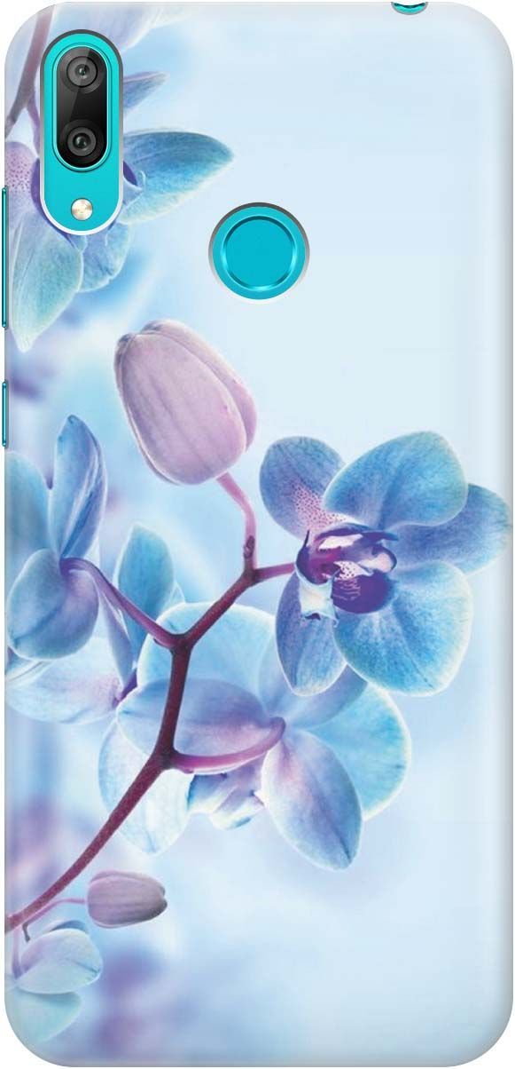

Силиконовый чехол на Huawei Y7 (2019) с принтом "Синий цветок на синем", Голубой;синий, 368