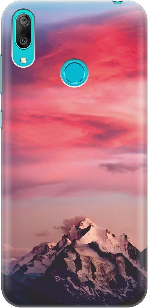 

Силиконовый чехол на Huawei Y7 (2019) с принтом "Горы и небо", Коричневый;розовый, 368