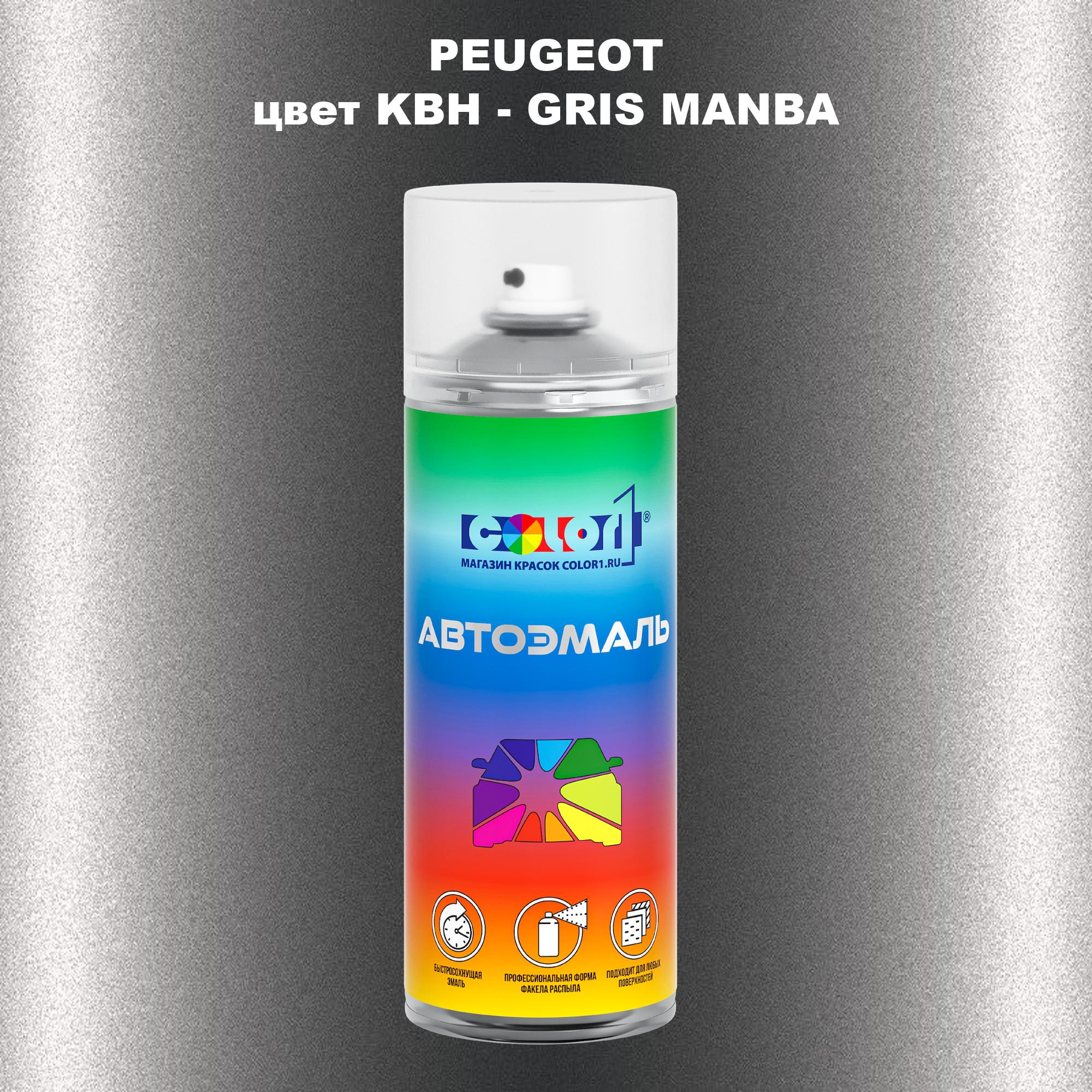 

Аэрозольная краска COLOR1 для PEUGEOT, цвет KBH - GRIS MANBA, Прозрачный