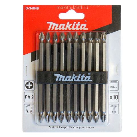 

Бита двусторонняя MAKITA PH2, 110 мм, E-form (MZ), 10 шт., D-34849