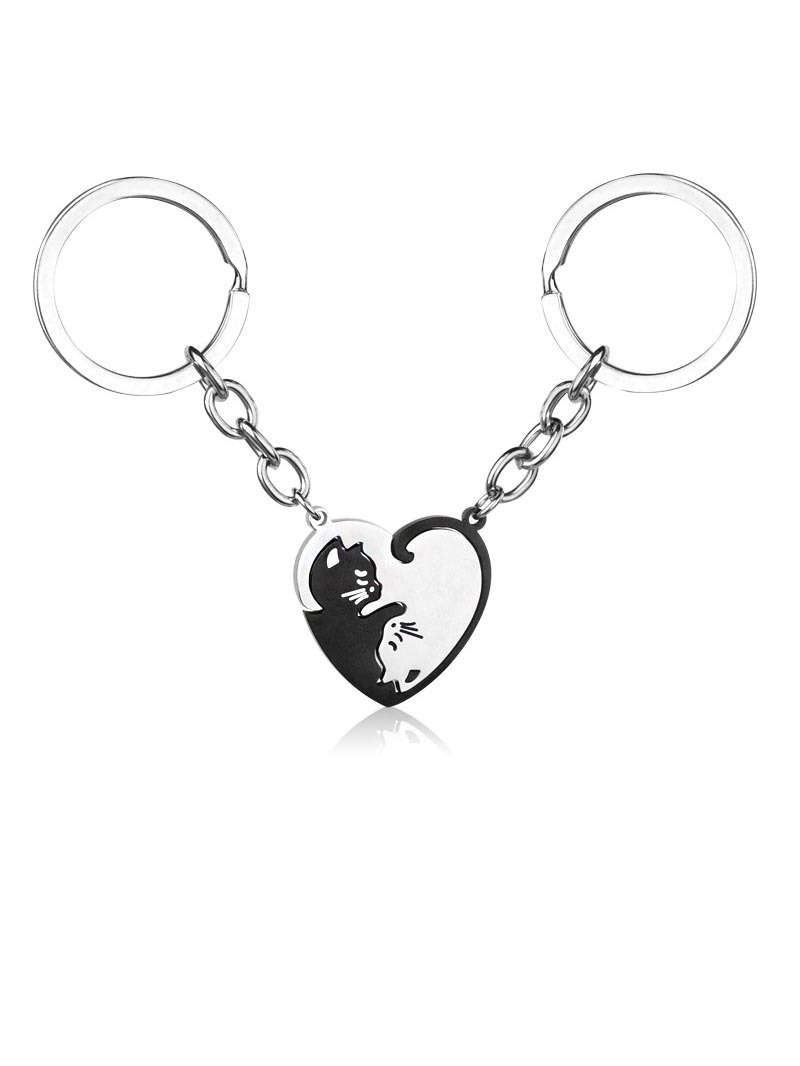 

Парные брелоки унисекс 4Love4You DBR059 серебристые/черные, DBR059