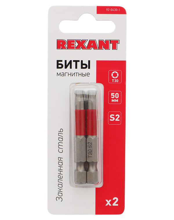 Бита Torx T-30*50 мм для шуруповерта сталь S2 (упак. 2 шт.) Rexant