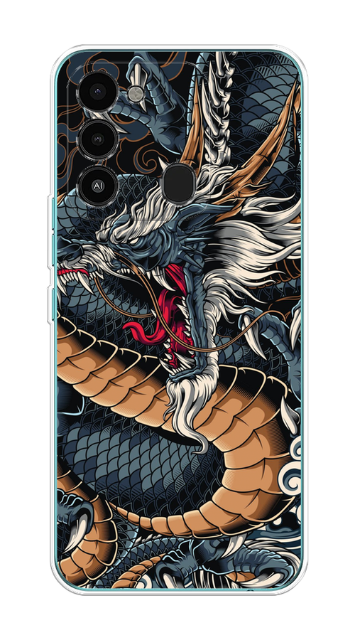 

Чехол на Tecno Spark Go 2022/8С/9 "Japanese Dragon", Коричневый;черный;синий, 301250-1