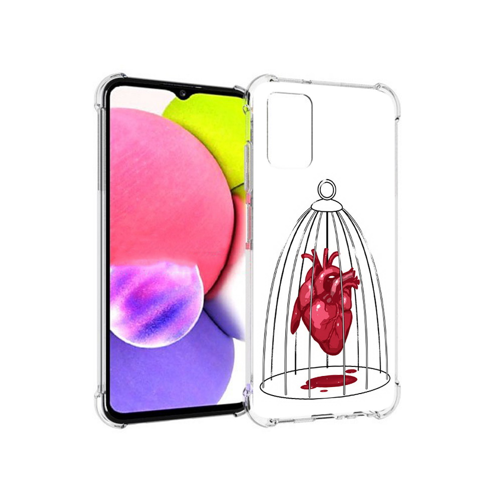 

Чехол MyPads Tocco для Samsung Galaxy A03s сердце в клетке (PT162170.549.597), Прозрачный, Tocco