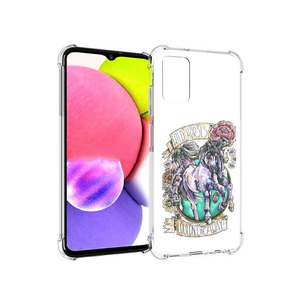 

Чехол MyPads Tocco для Samsung Galaxy A03s рисунок коней в цветах (PT162170.549.582), Прозрачный, Tocco
